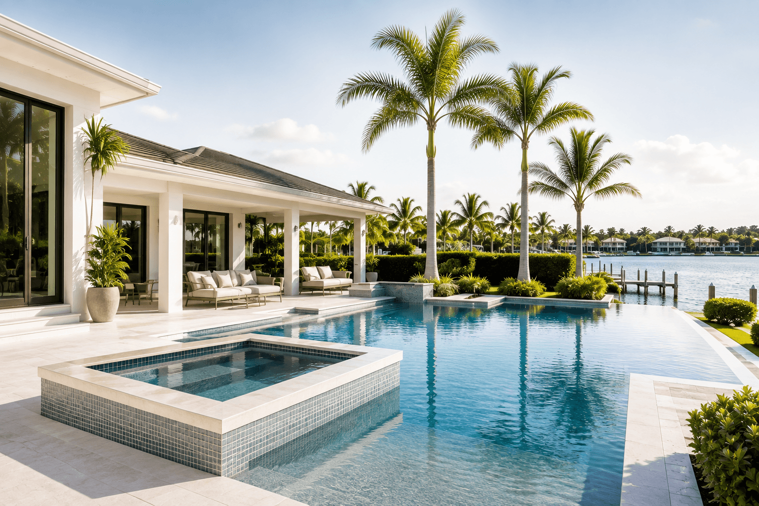 Luxury waterfront pool in Palm Beach